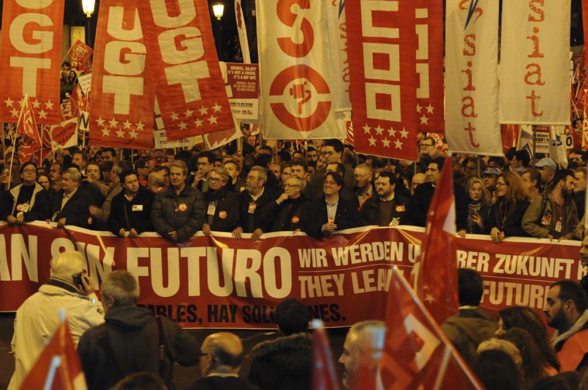 Cabecera de la manifestación de Madrid