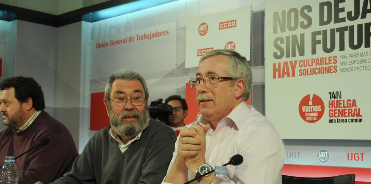 Toxo y Méndez informan de la jornada de huelga