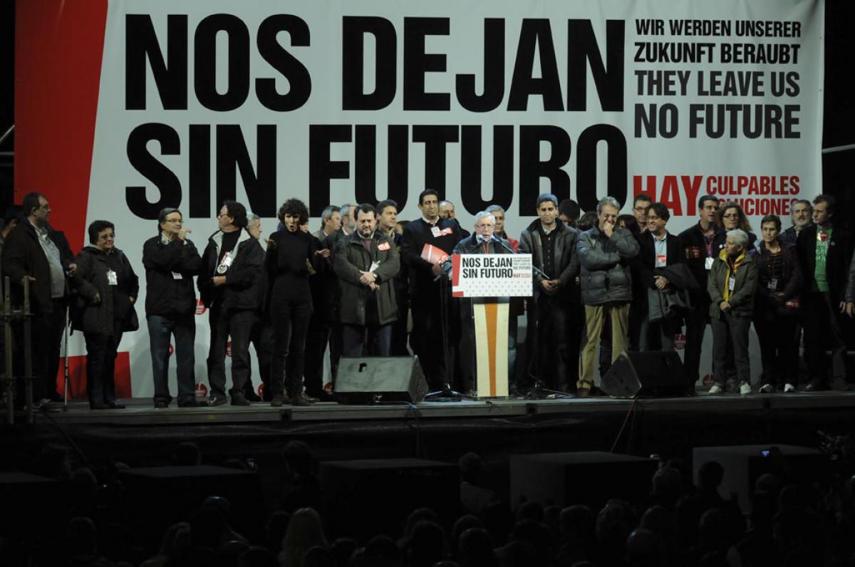 Toxo interviene al término de la manifestación de Madrid