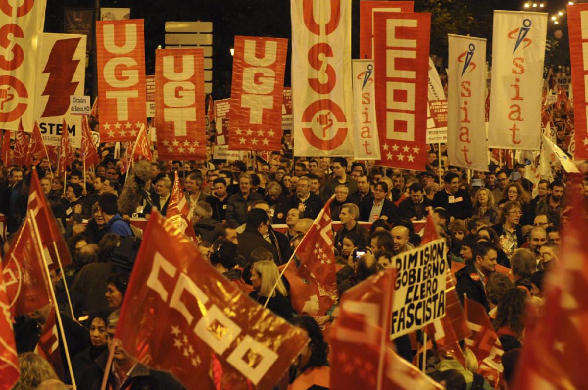 Cabecera de la manifestación de Madrid