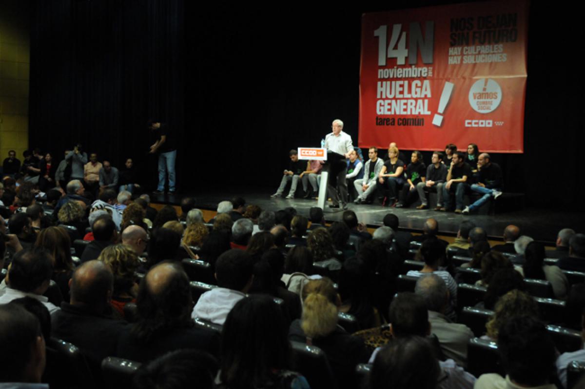 Toxo interviene ante los delegados y delegadas en la sede de CCOO de Madrid