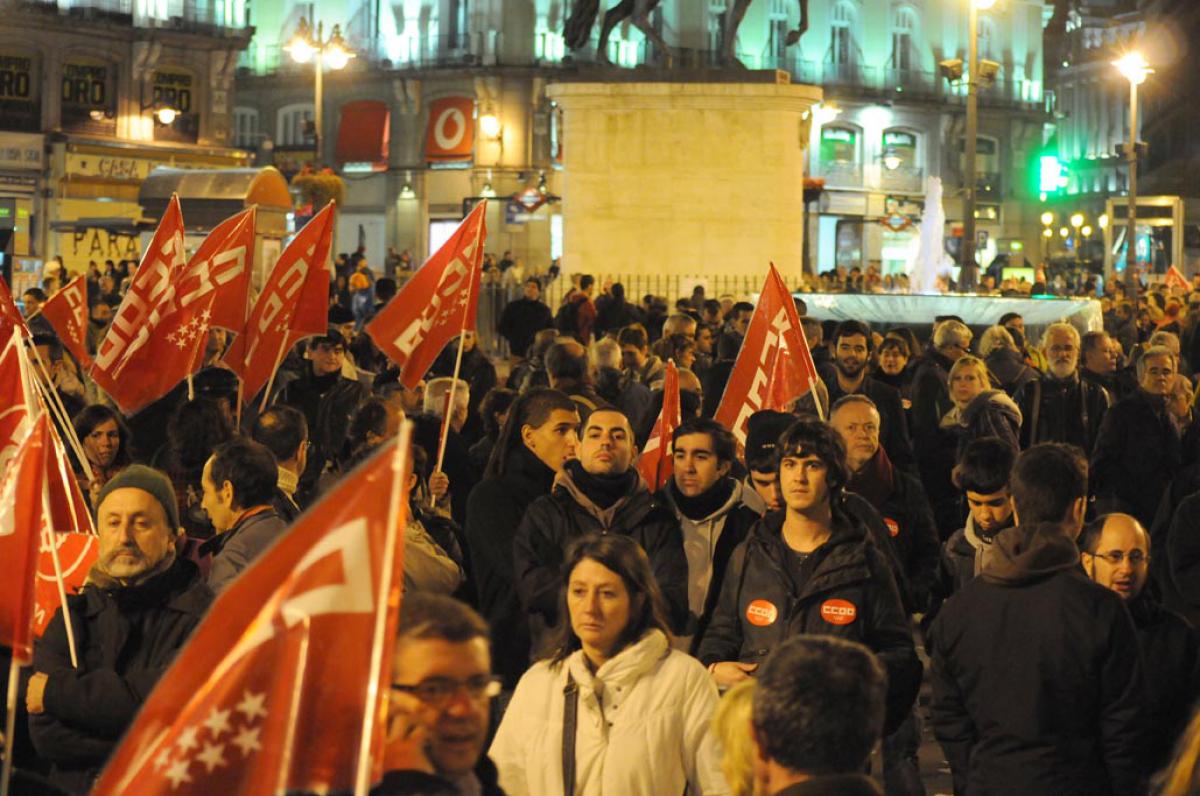 Piquetes en la Puerta del Sol